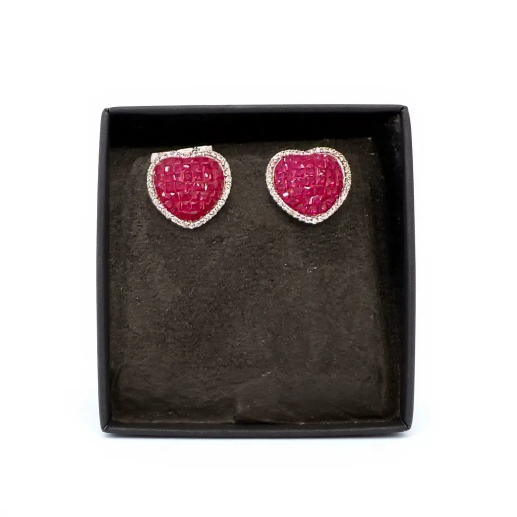 Heart-Shaped Pink Mosaic Earrings