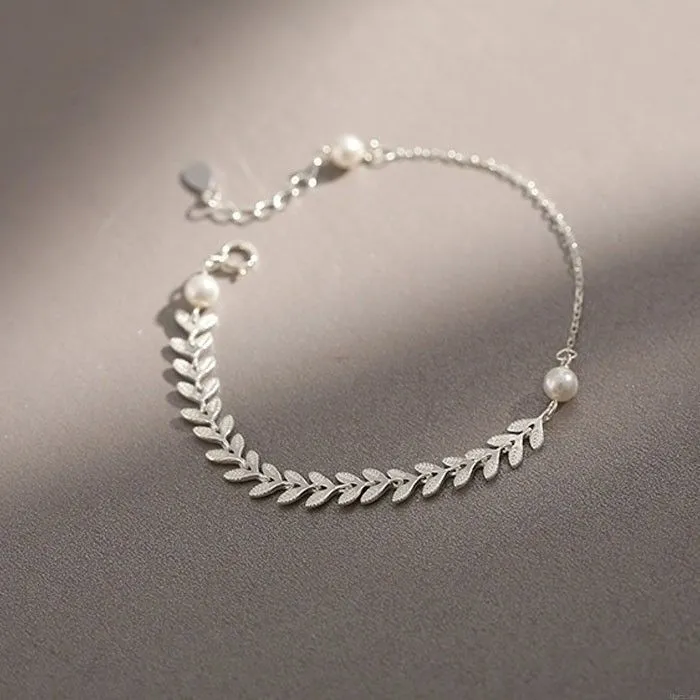 Silver Leaf Bracelet view 2