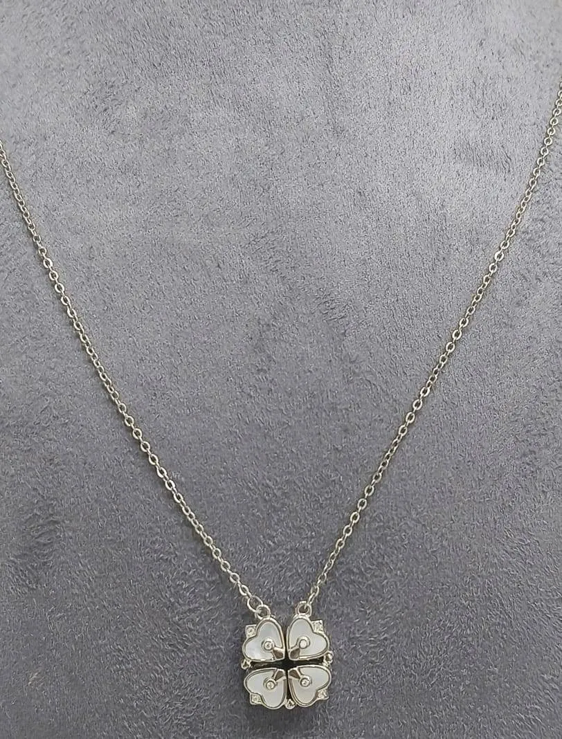 Silver Floral Pendant Necklace (AVSPD-08) view 3