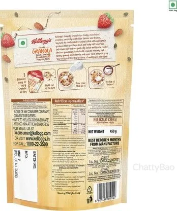 Kelloggs Crunchy Granola - Honey, Almonds, Strawberry 450 g view 2