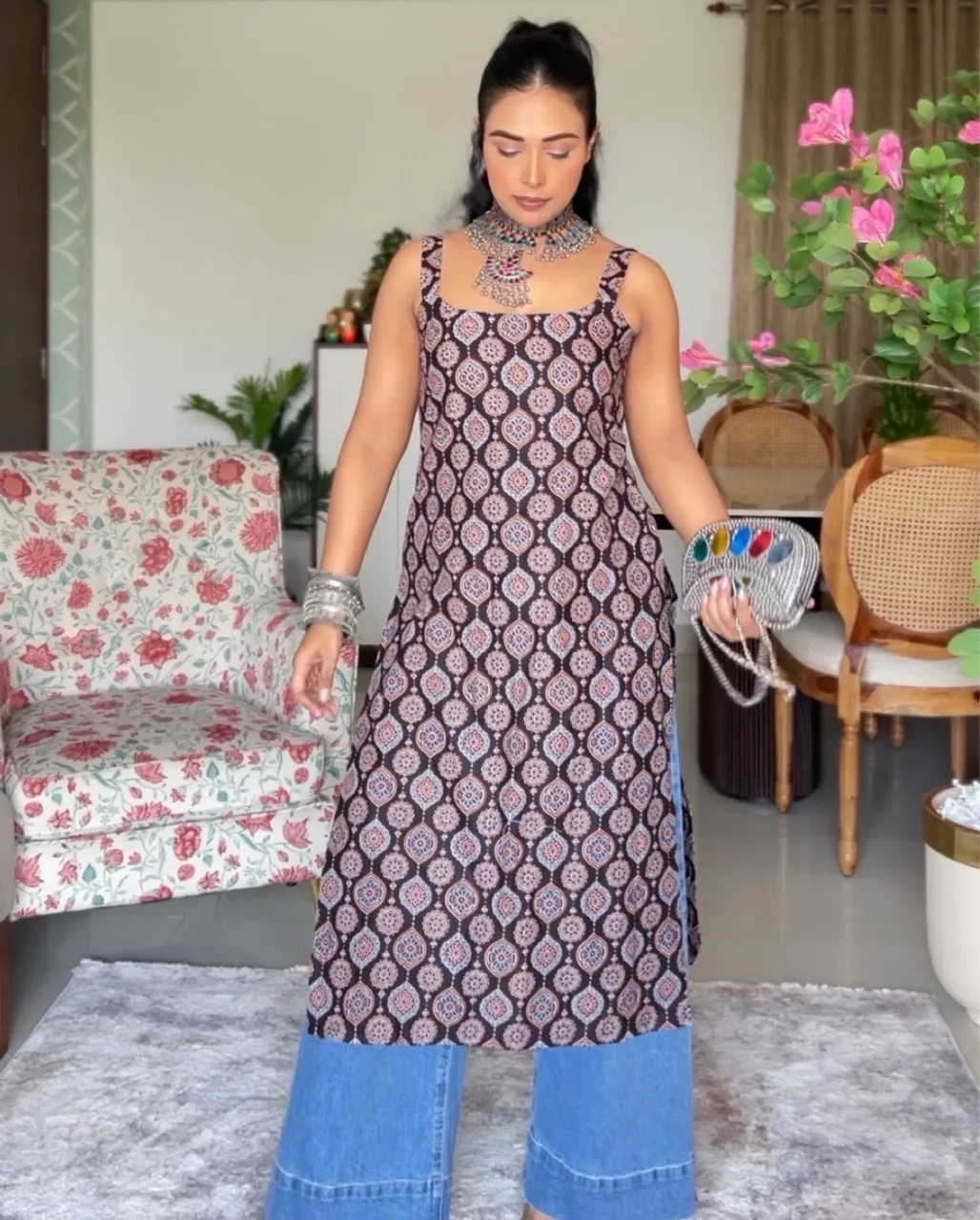 Payal Black Tassel Kurti view 2