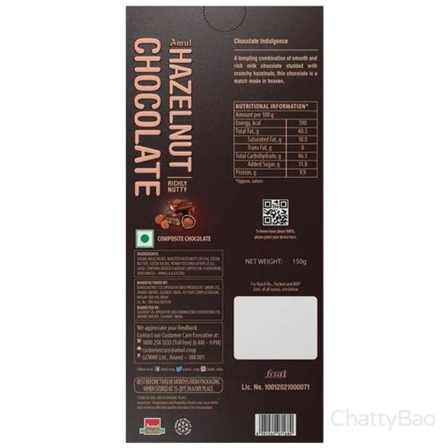 Amul Hazelnut Chocolate - Richly Nutty 150 g view 2