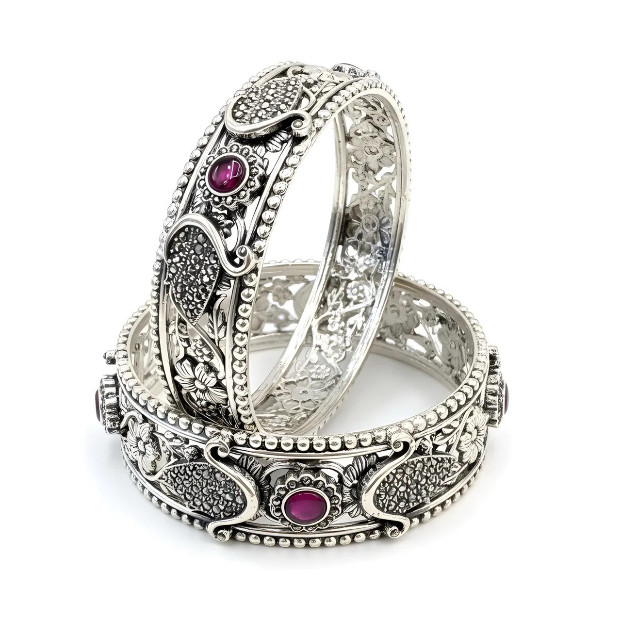 Silver Filigree Bangle Set view 2