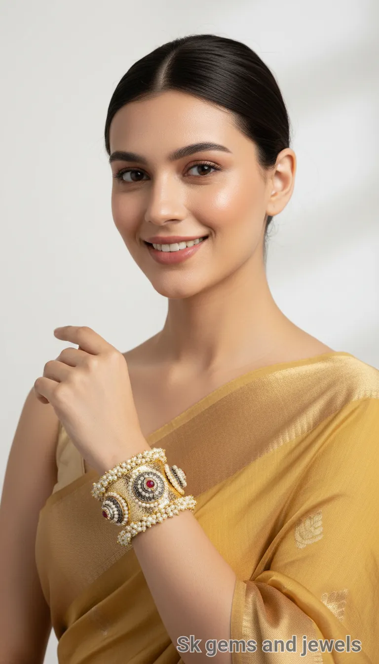 Pearl & Gold-Plated Bangle view 2