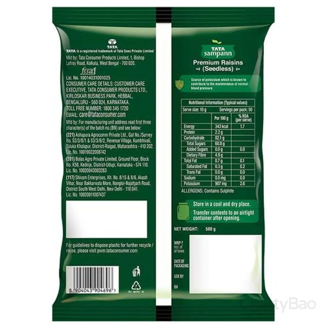 Tata Sampann Premium Raisins Seedless Kishmish 500 g view 2
