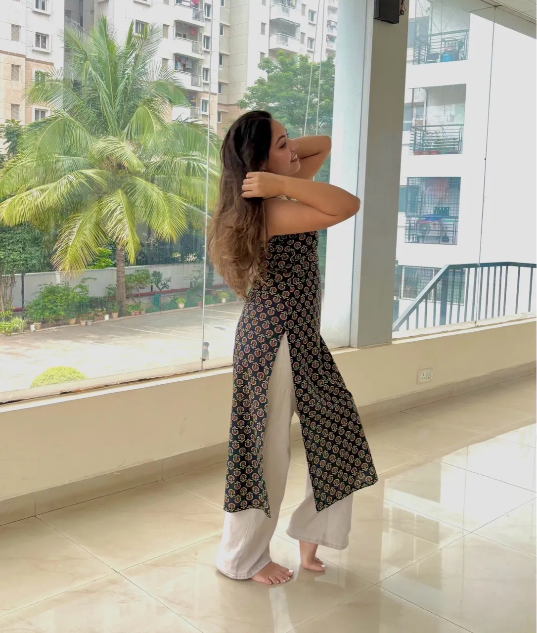 Black Long Tassel Kurti view 4