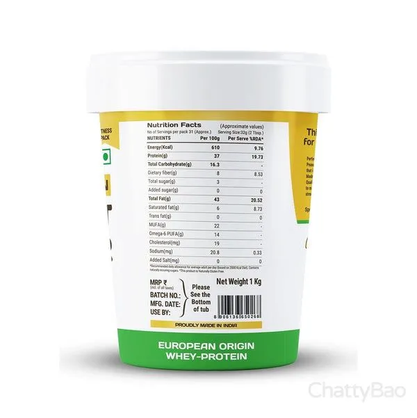 Pintola High Protein Peanut Butter Unsweetened Crunchy 1 Kg view 3