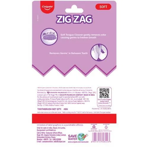 Colgate ZigZag Soft Bristle Toothbrush 6 Pieces view 2