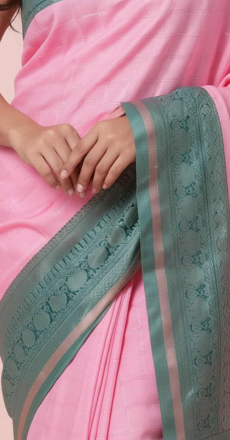 Banarasi Pink Silk Saree view 3