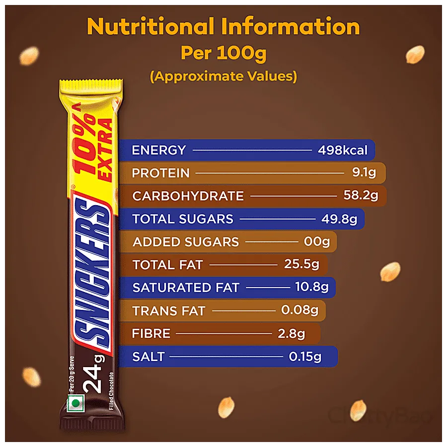 Snickers Peanut Filled Chocolate Bar 22 g view 3