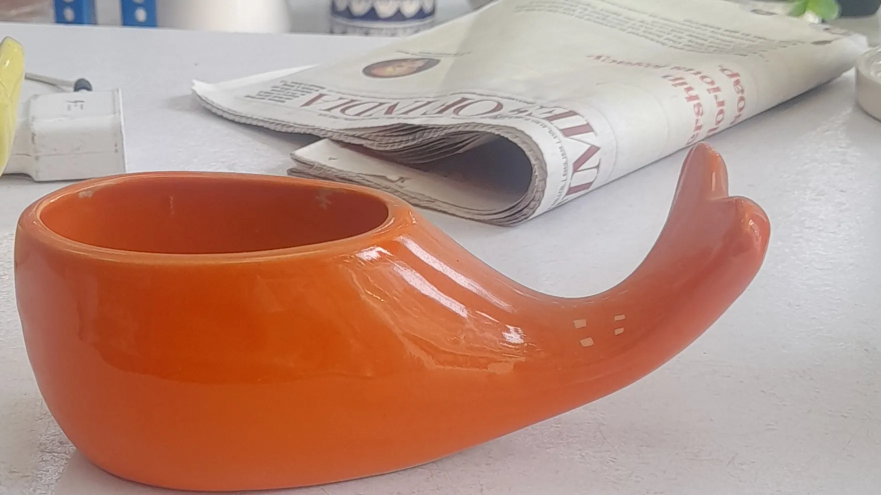 Orange Ceramic Whale Planter view 2
