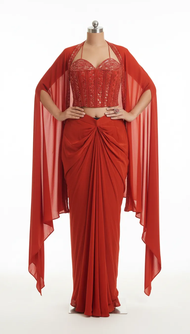 Traditional Embroidered Sari view 2