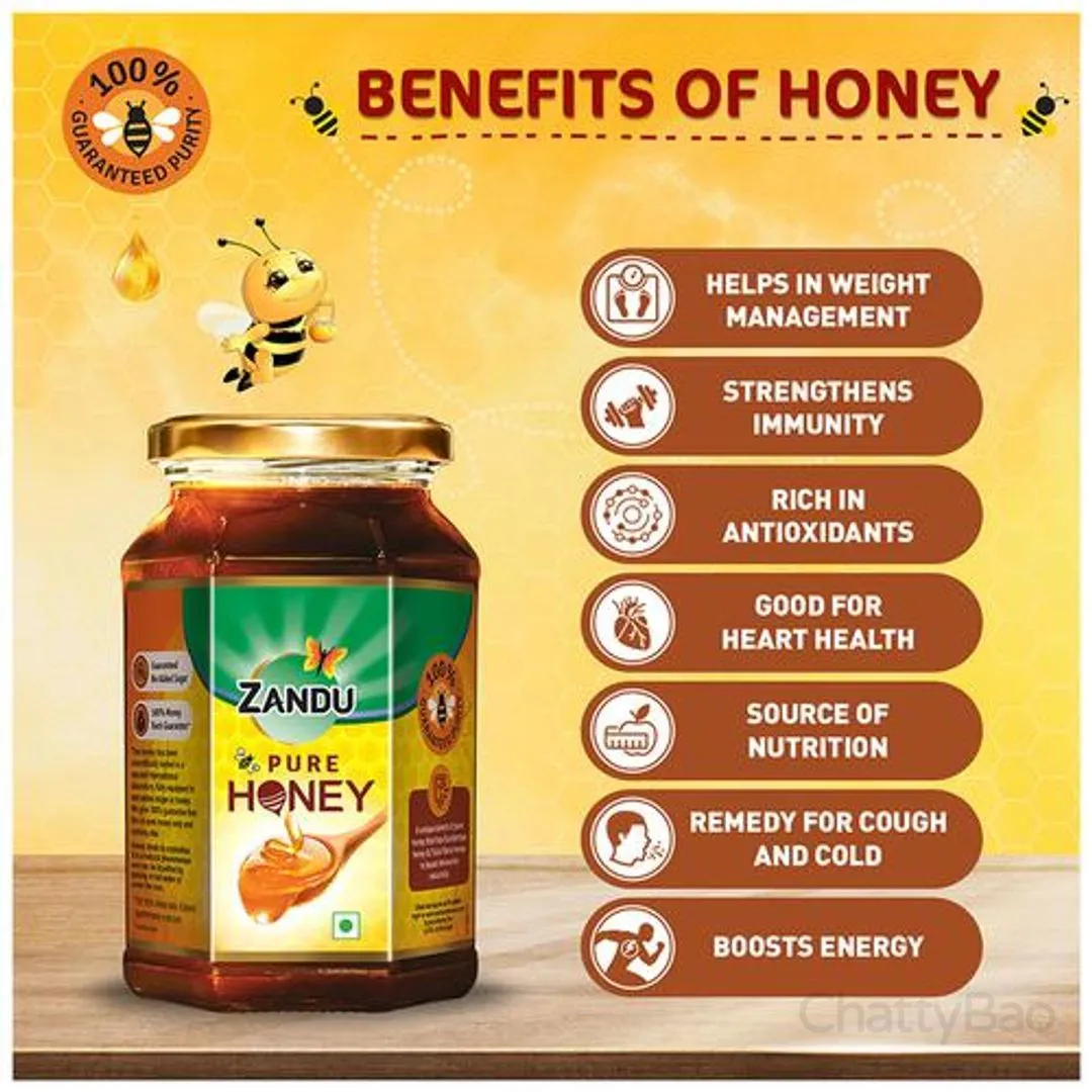 Zandu Pure Honey - No Added Sugar 500 g view 4