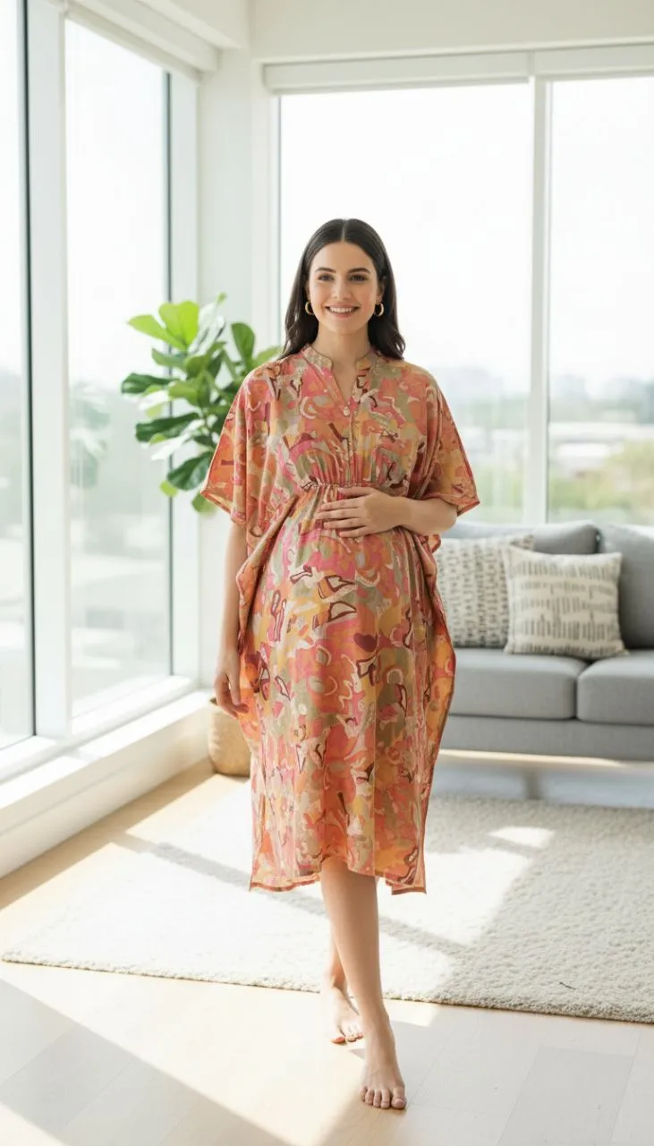 Tropical Print Midi Dress