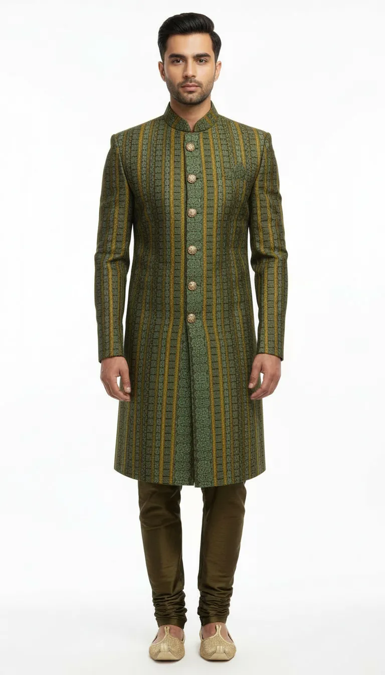 Green sherwani view 5