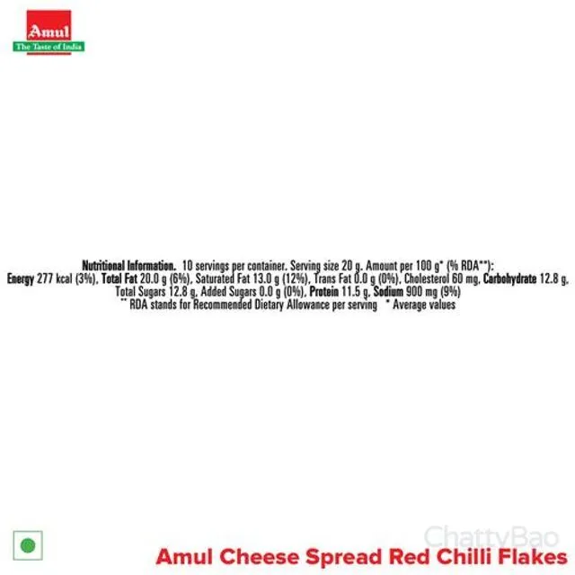 Amul Cheese Spread - Red Chilli Flakes 200 g view 3