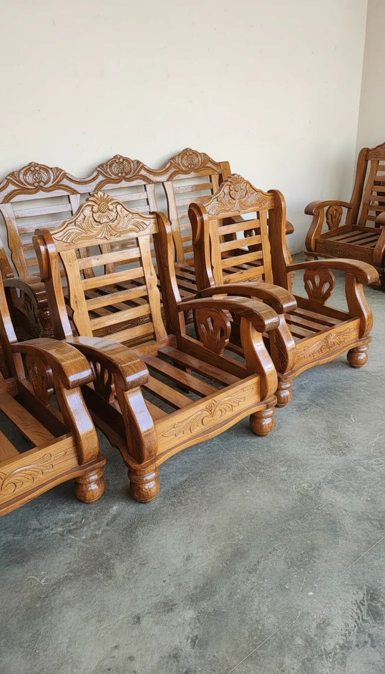 Carved Wooden Sofa Set view 5