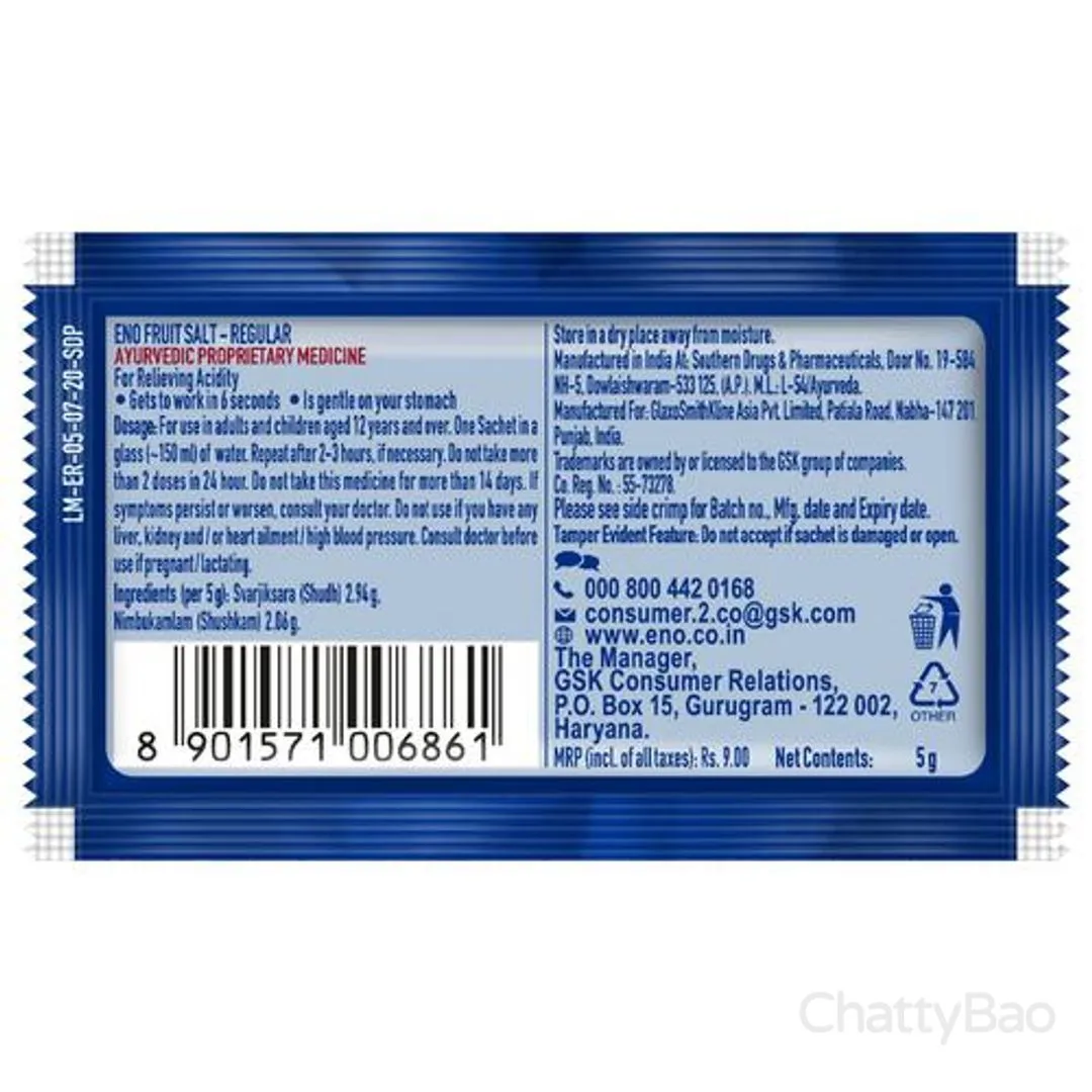 Eno Fruit Salt - Regular 5 g view 2