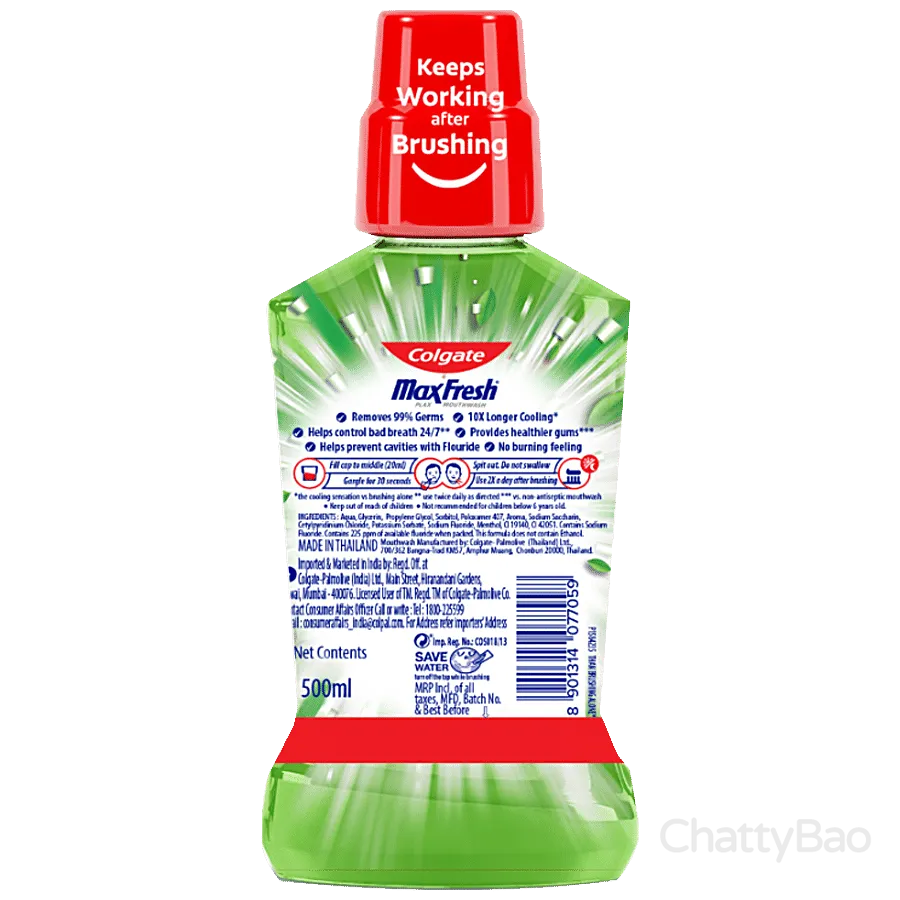 Colgate Mouthwash Maxfresh - Plax, Fresh Tea 500 ml view 2