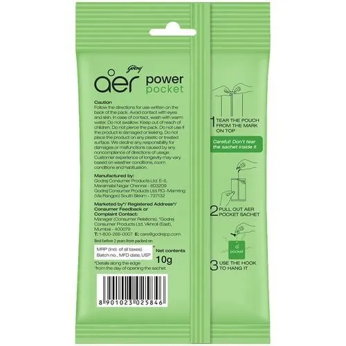 Godrej Aer Power Pocket Long Lasting Bathroom Fragrance Jasmine Floral Delight 10 g view 3