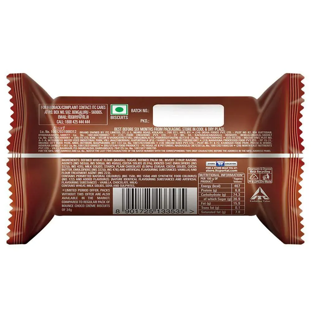 Sunfeast Bounce Choco Creme Biscuits 32 g view 2