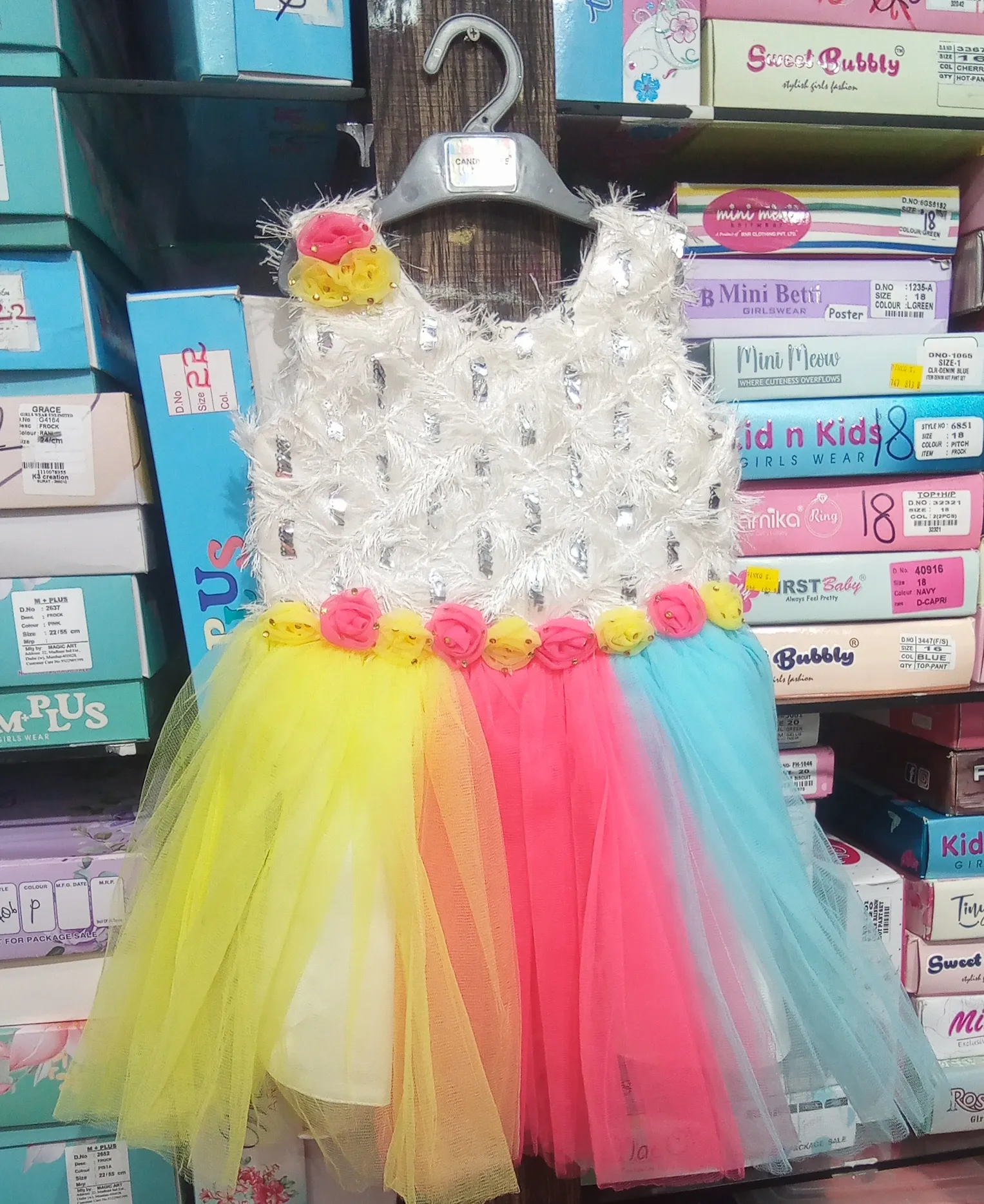 Girls Fancy Frock Rainbow view 3