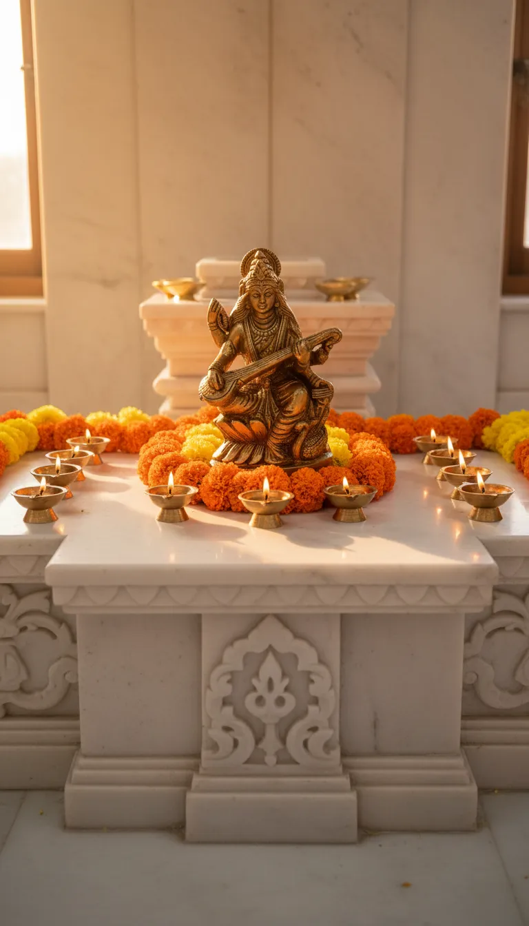 Golden Saraswati Statue