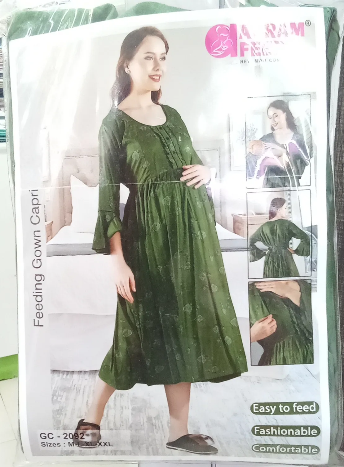 Garim Feeding Gown Capri Green view 3