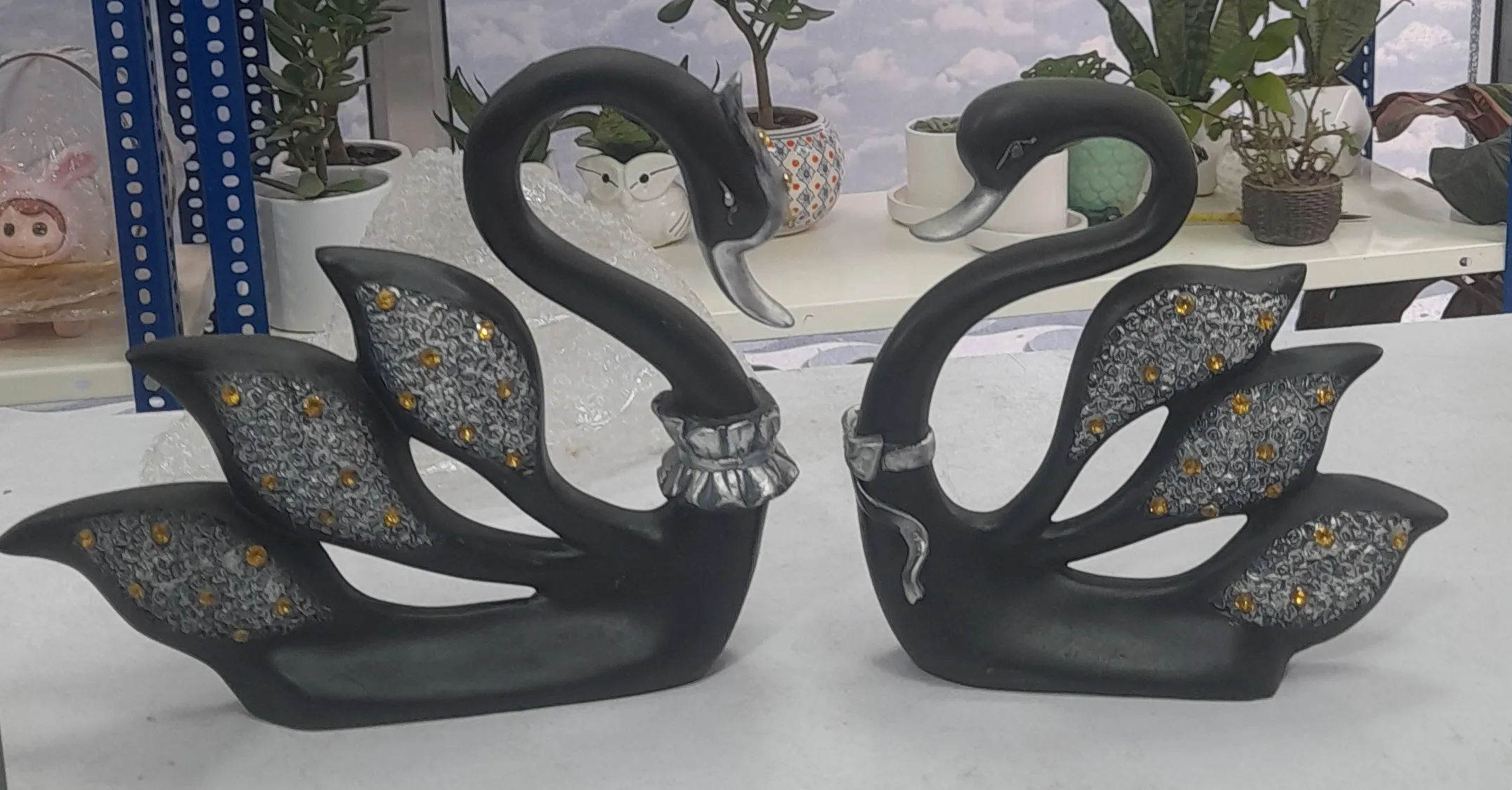 Black Swan Figurines Set Of 2 Nos view 2