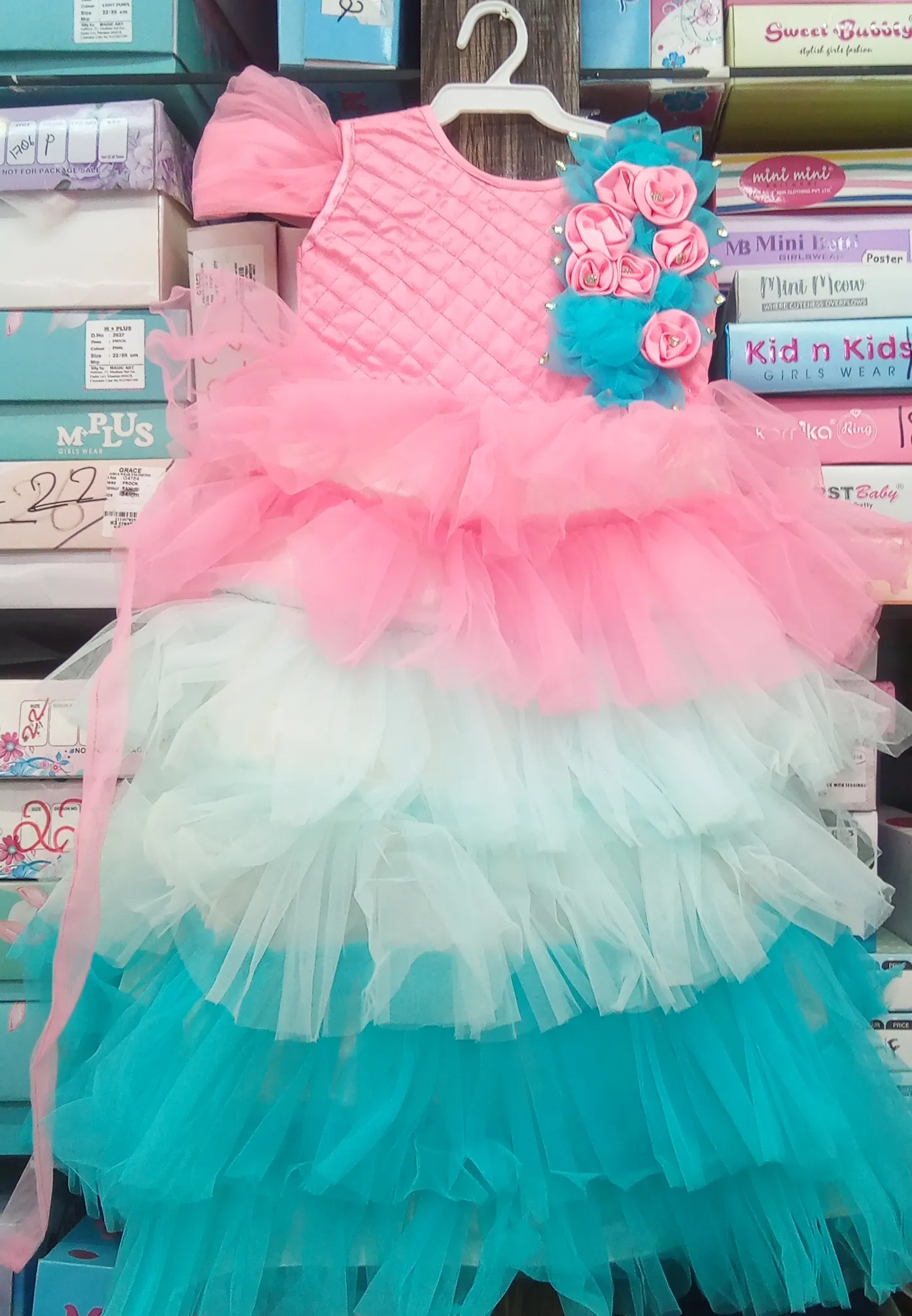 Girls Party Wear Gown Pnk view 3
