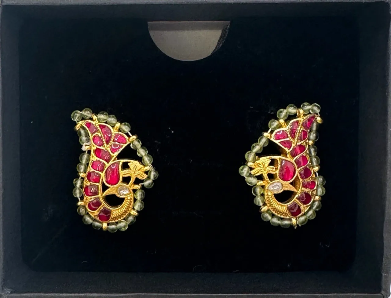 Peacock Motif Earrings view 3
