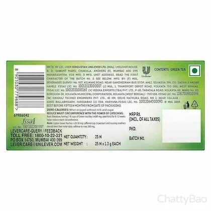 Lipton Pure & Light Green Tea Bags (Pack of 25) view 2