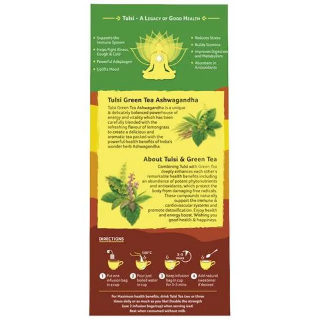 Organic India Tulsi Green Tea Ashwagandha 25 Teabags view 2