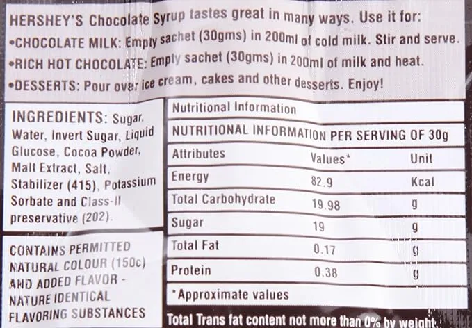 Hersheys Syrup Chocolate 30 g view 3