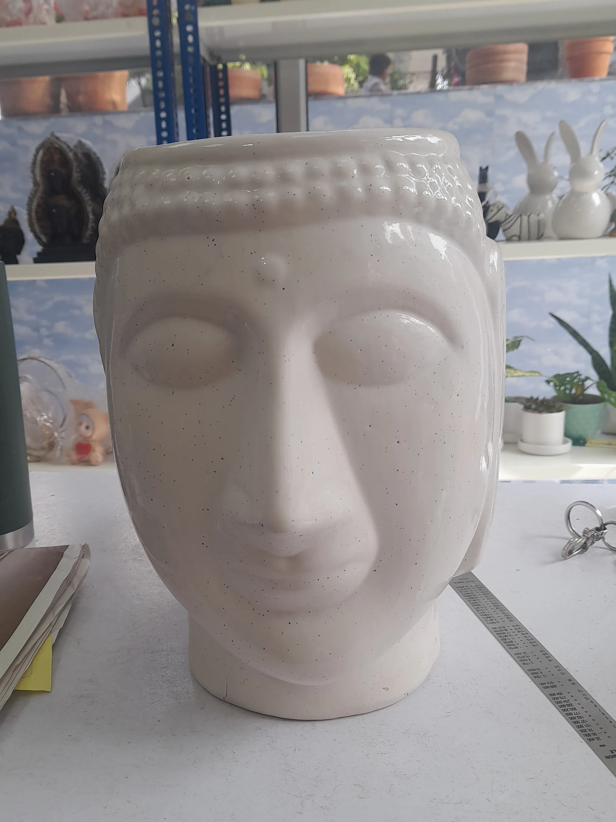 Buddha Head Planter 11"H & 6"W view 2
