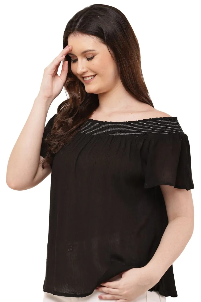 Black Off-Shoulder Top view 3