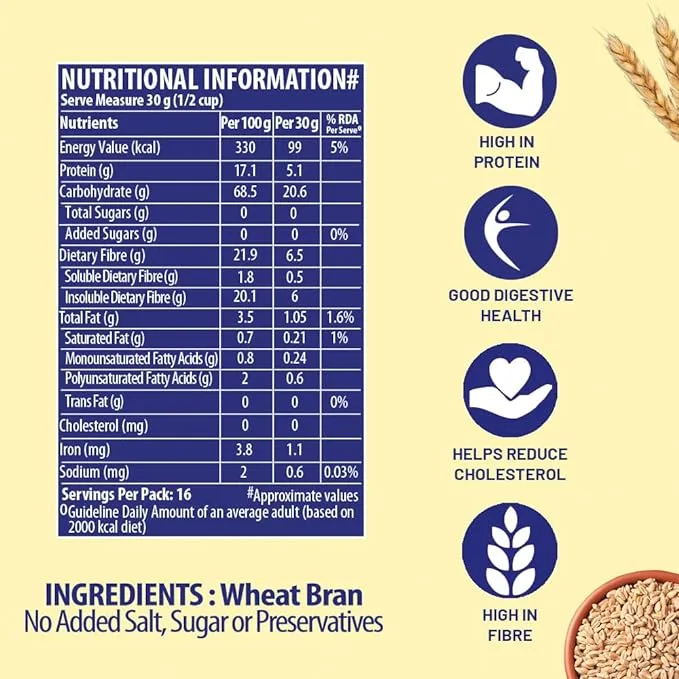 Bagrrys Wheat Bran High in Fibre & Protein 1 Kg view 3