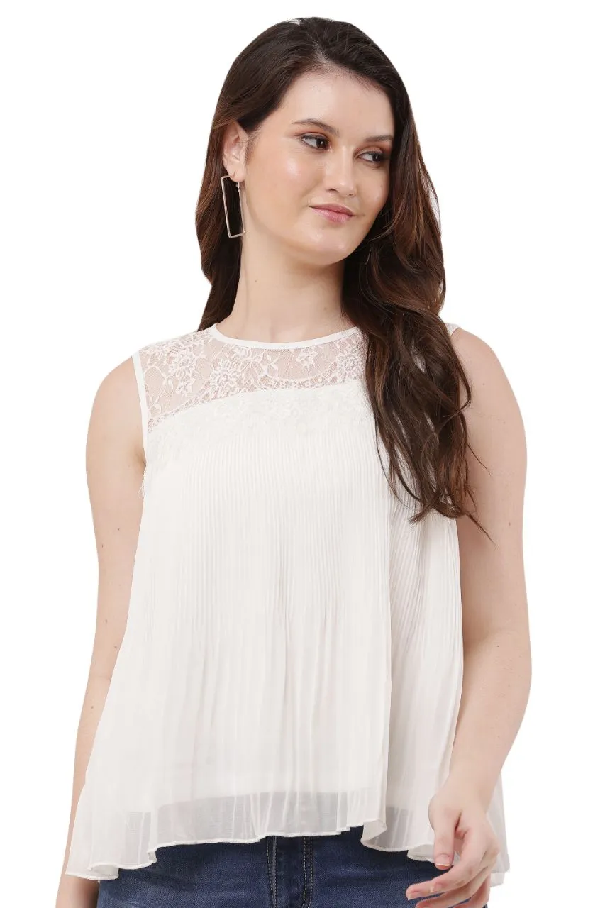 Lace Detail Pleated Top view 5