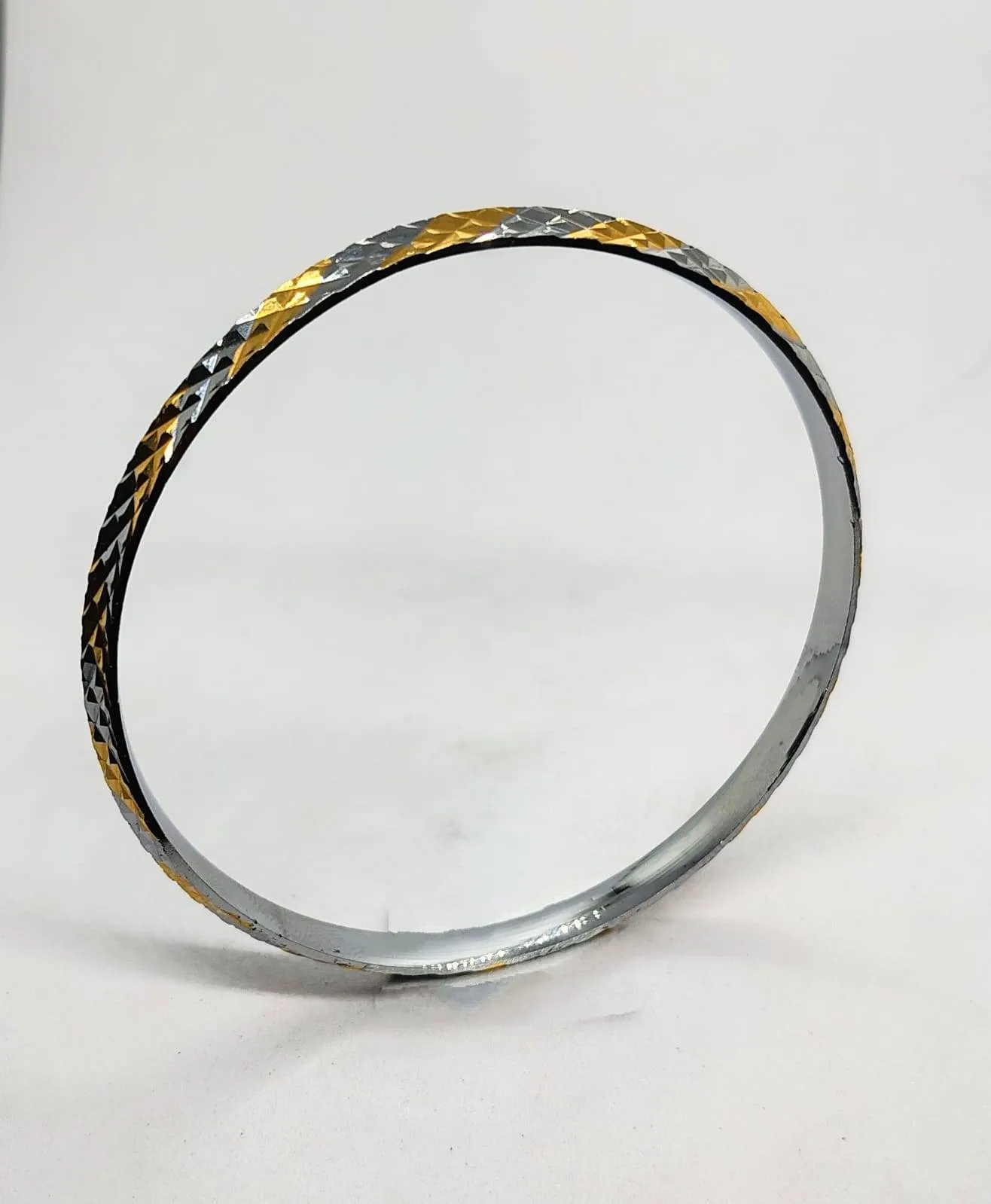 Tri-Tone Braided Silver Kada (AVKD-71) view 3