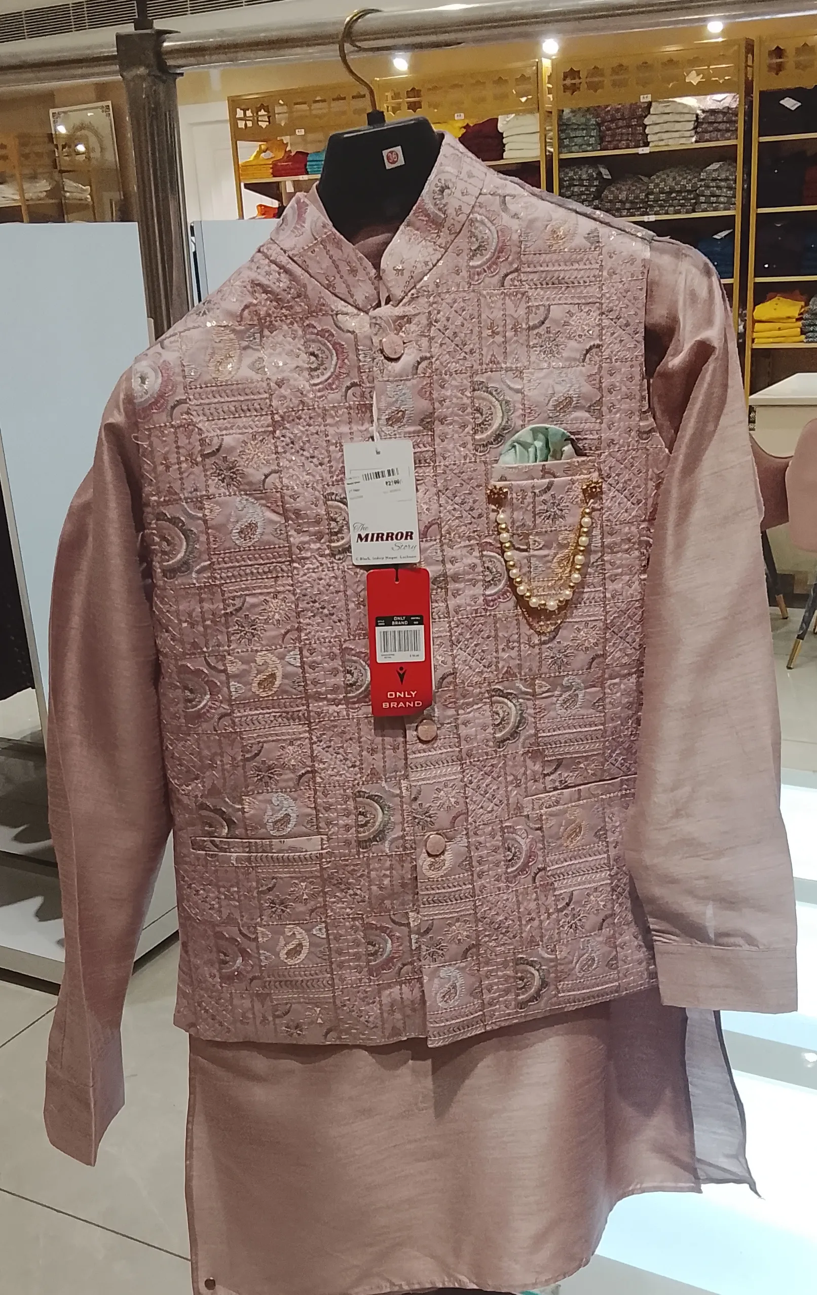 Pink Embroidered Kurta Three  Piece Set view 3