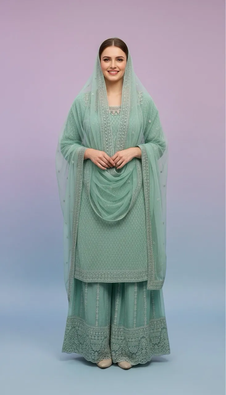 Silk Elegant.Sharara Suit view 2