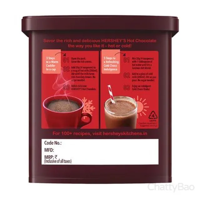 Hersheys Exotic Dark Hot Chocolate Drink Powder Mix 250 g view 2