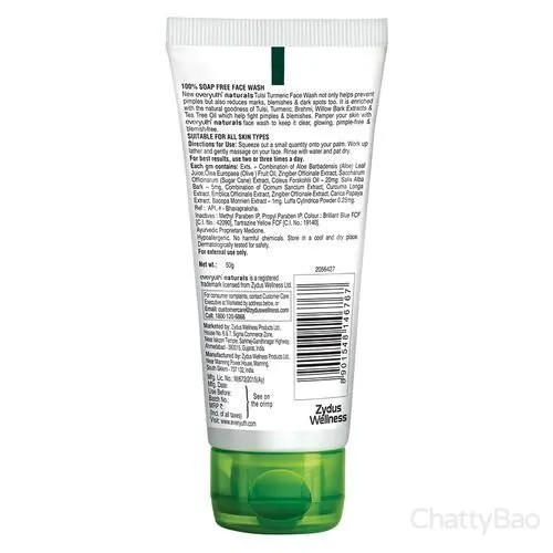 Everyuth Naturals Tulsi Turmeric Face Wash - Anti Acne, Anti Marks 50 g view 2