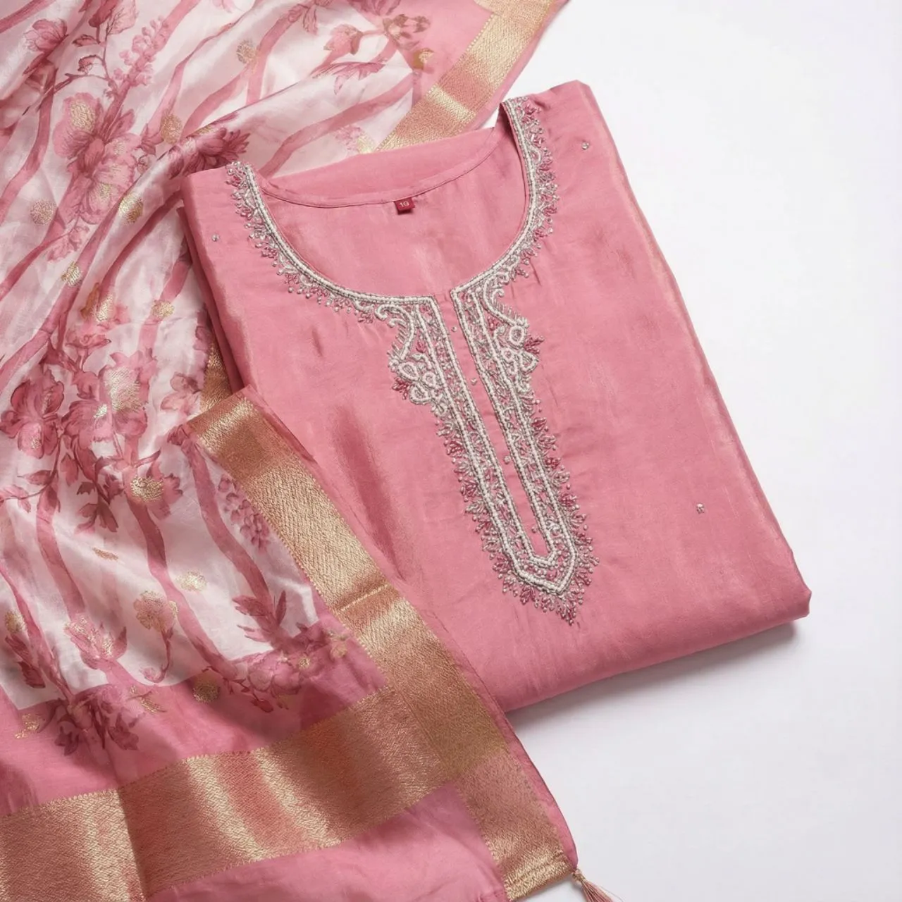 Pink Floral Kurta Set view 2