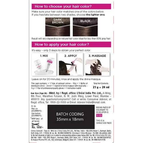 Loreal Paris Casting Creme Gloss Hair Colour 300 Darkest Brown 45 g view 2