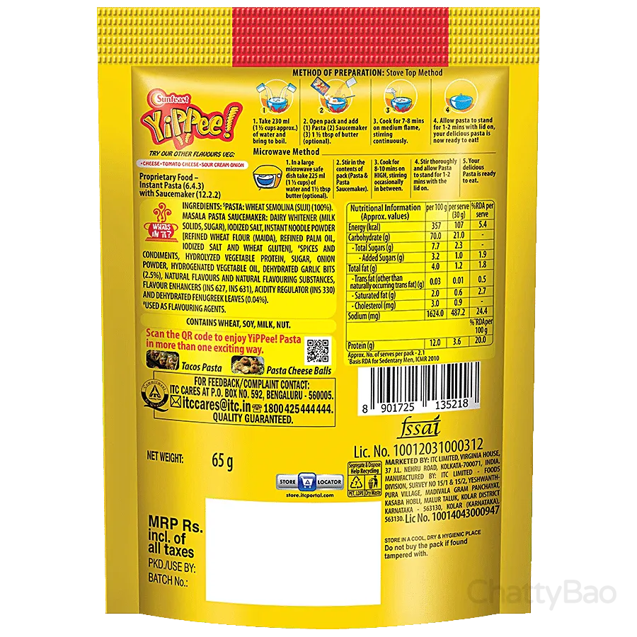 Sunfeast YiPPee! Pasta - Suji/Rawa Masala 65 g view 2