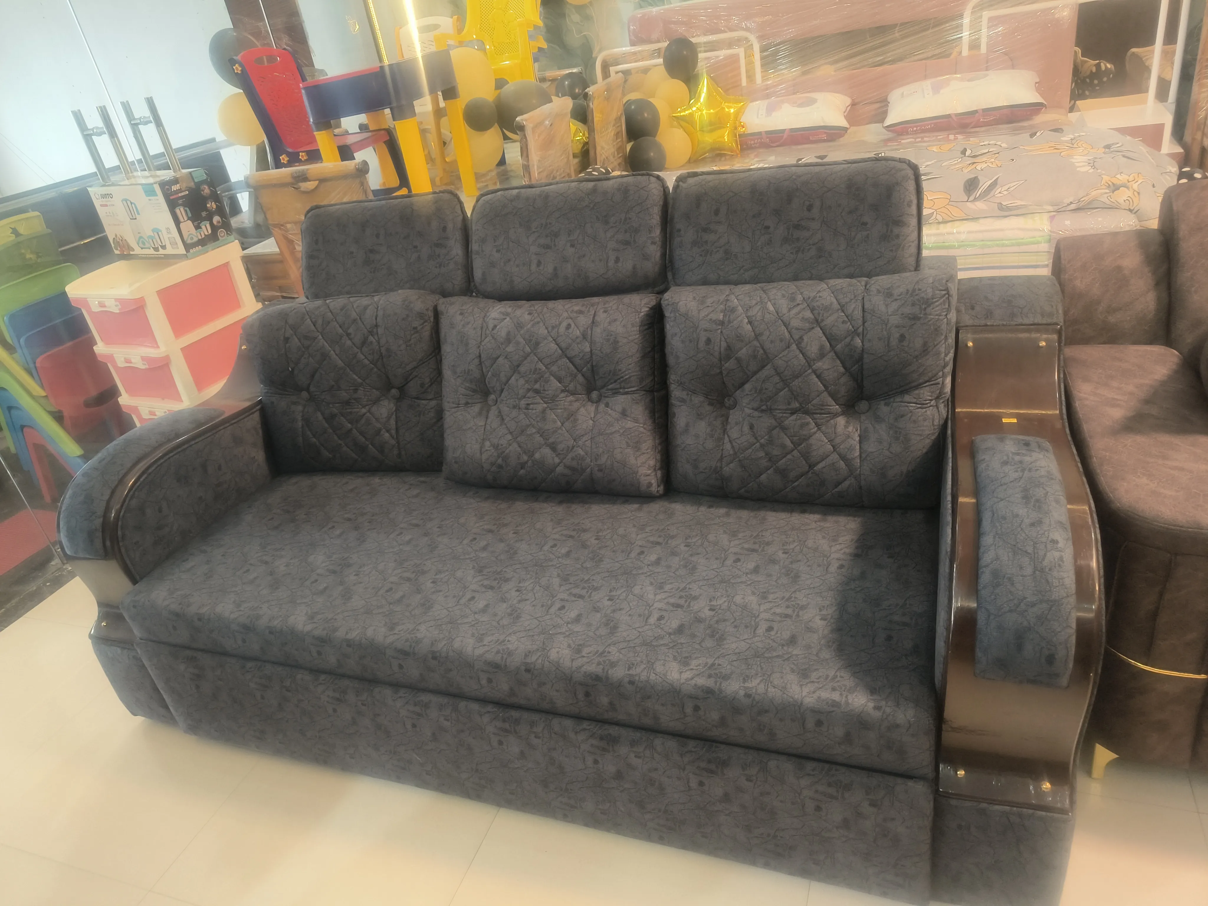 Luxury Dark Grey Sofa Cum Bed view 2