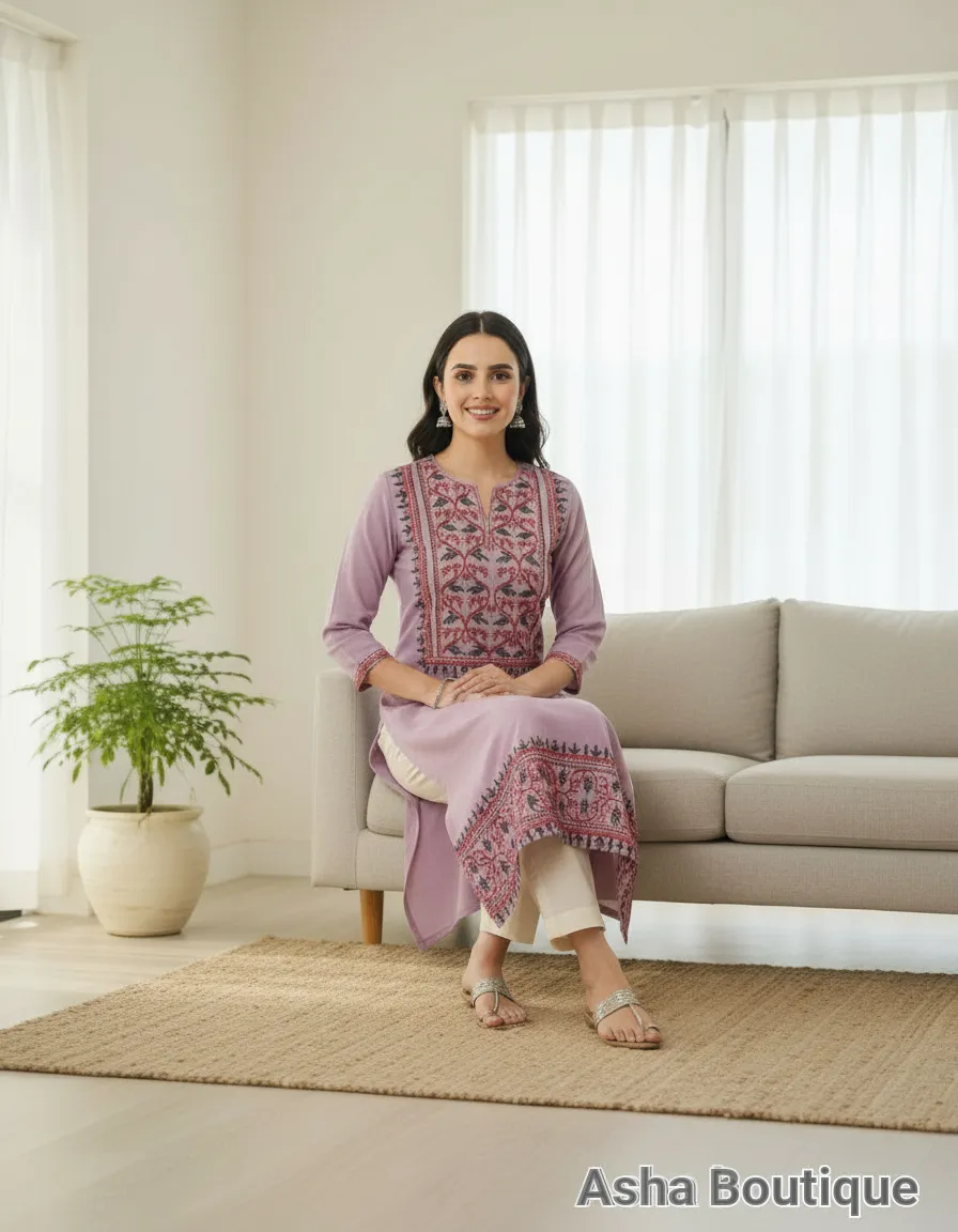 Asha Boutique Embroidered Kurta view 7