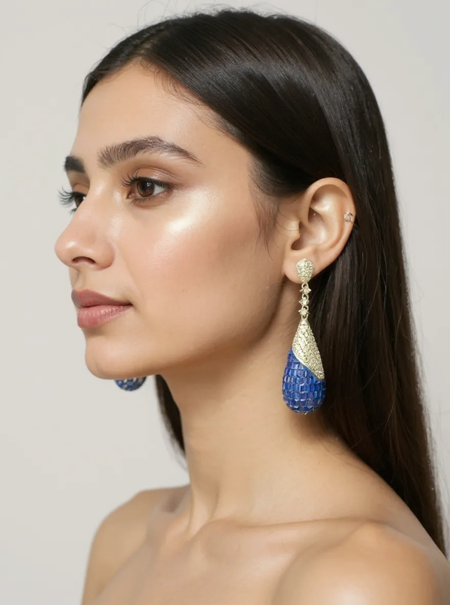 Blue Mosaic Drop Earrings view 2