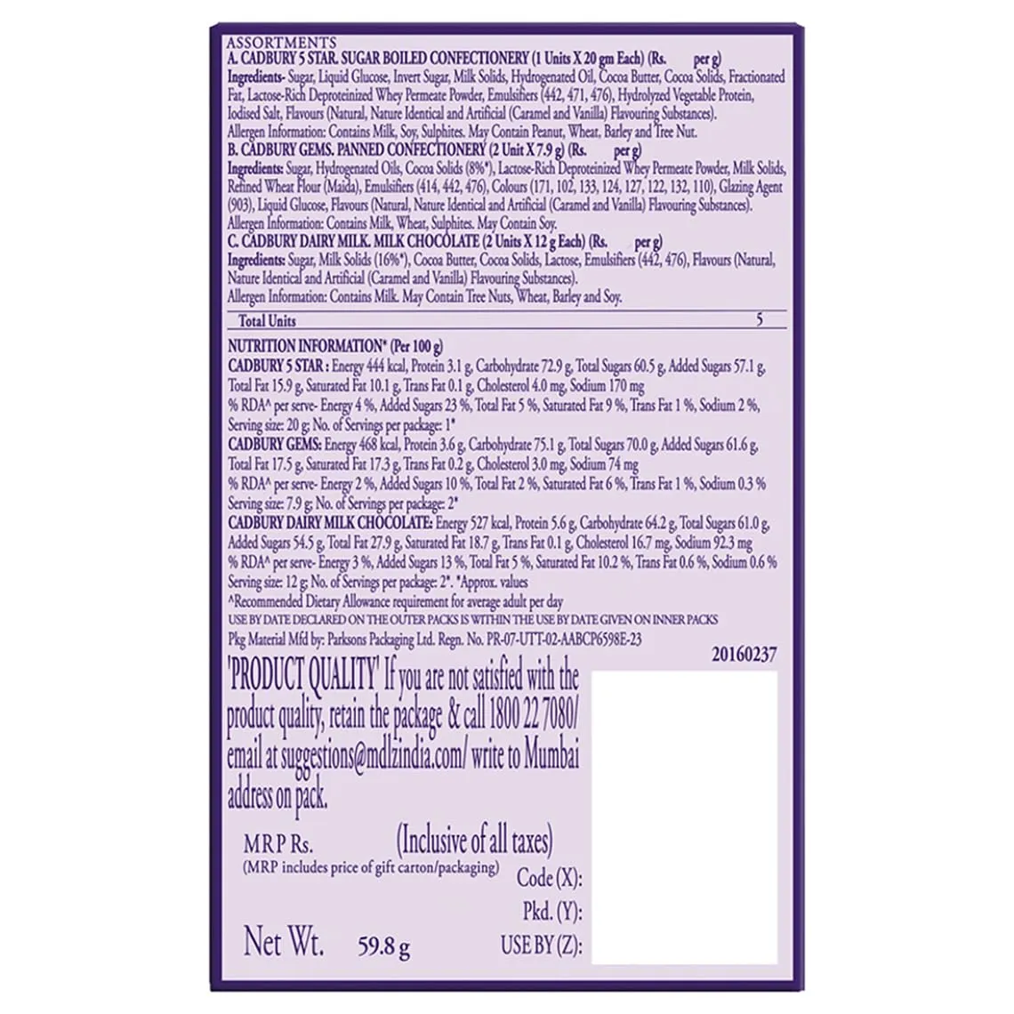 Cadbury Celebrations Chocolate Gift Pack 59.8 g view 2